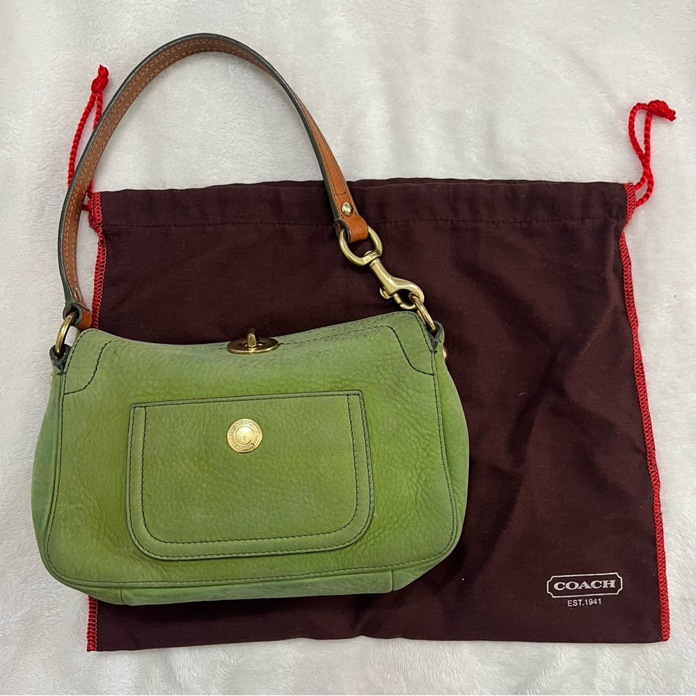 Vintage Coach Green Chelsea Turnlock Nubuck Suede Bag D05S-8A53